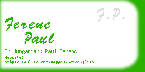 ferenc paul business card